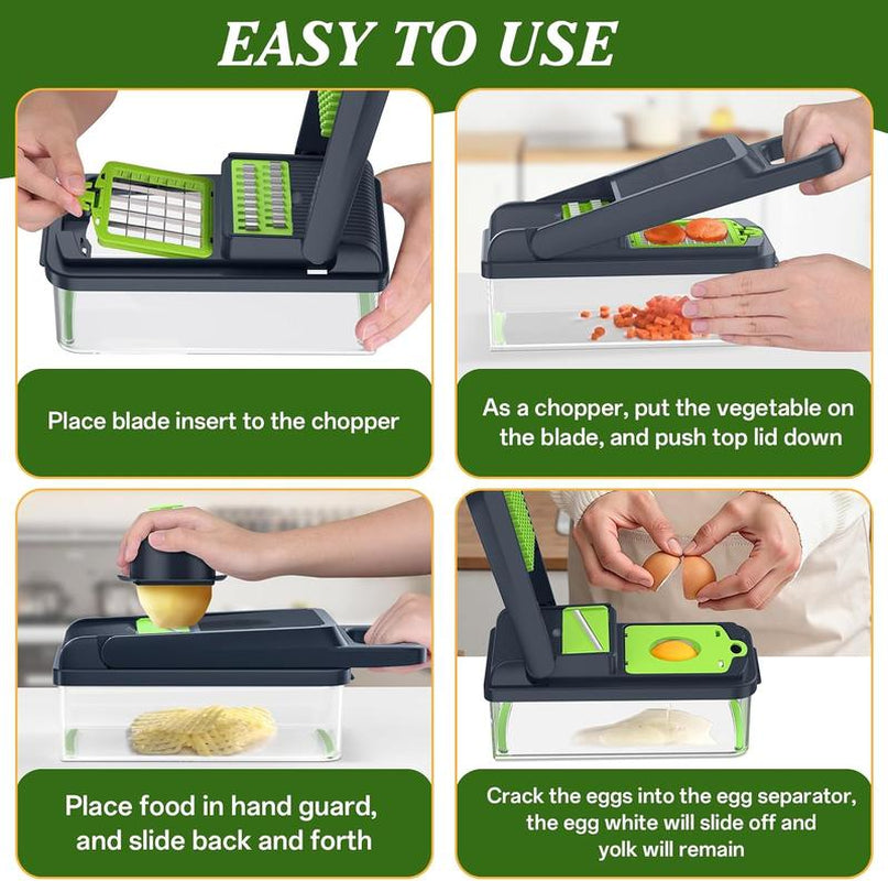 Homehacks Viral Vegetable Chopper(Sharp&Sturdy), All-In-1 Multifunctional Vegetable Chopper, Onion Cutter, Dicer, Slicer, Salad, Cheese Grater & Egg Separator - Multi-Functional Veggie Chopper Lid with Handle