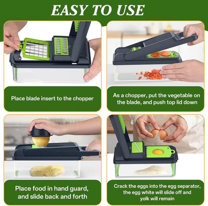 Homehacks Viral Vegetable Chopper(Sharp&Sturdy), All-In-1 Multifunctional Vegetable Chopper, Onion Cutter, Dicer, Slicer, Salad, Cheese Grater & Egg Separator - Multi-Functional Veggie Chopper Lid with Handle
