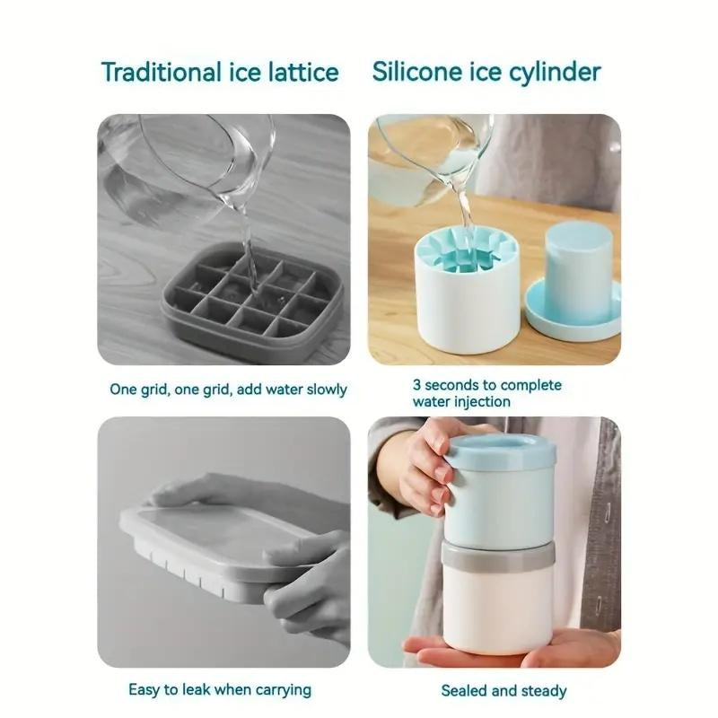 Quick Freezing Silicone Ice Cube Mold, Easy to Use and Durable, for Making Ice Cubes, Ice Buckets and Cylinder Cups Reusable Utensils Blue