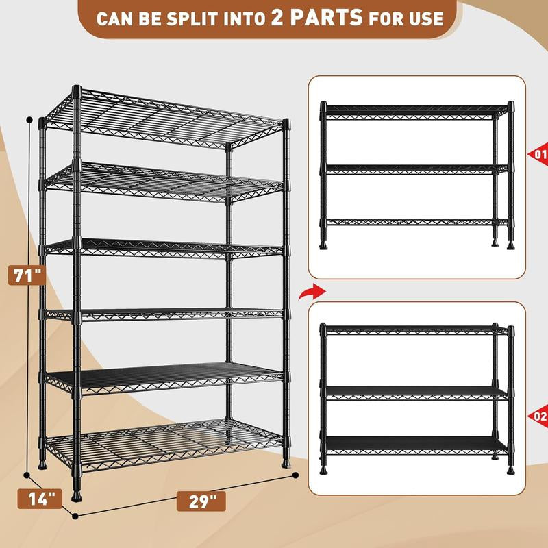 Raybee Furniture Wire Shelving, Metal Shelves for Storage, Adjustable Heavy Duty Storage Rack Pantry Shelf Kitchen Shelving