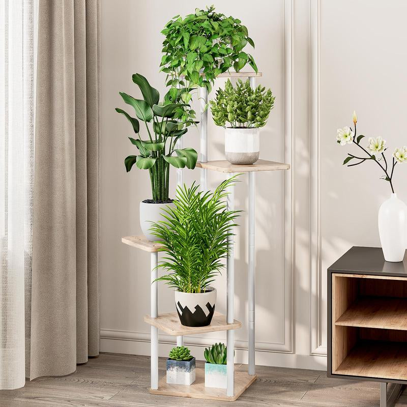 5 Tier Plant Stand Metal Flower Shelf Indoor for Multiple Plants Corner Tall Flower Holders for Patio Garden Living Room Balcony Bedroom