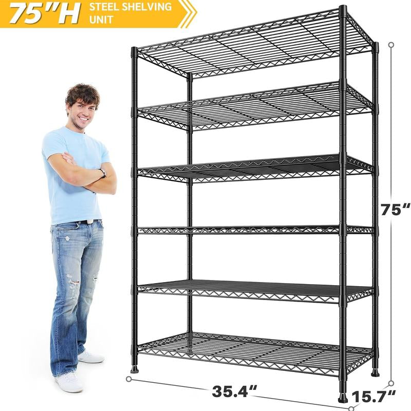 Raybee Furniture Wire Shelving, Metal Shelves for Storage, Adjustable Heavy Duty Storage Rack Pantry Shelf Kitchen Shelving