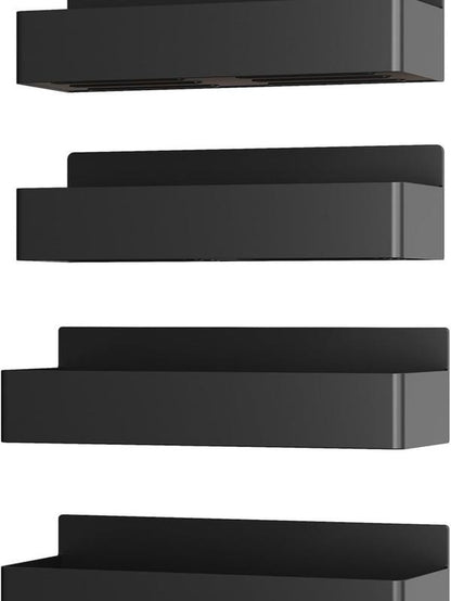 Magnetic Spice Rack for Refrigerator, Kitchen Organizer and Storage Shelf, Black (4 Pack)