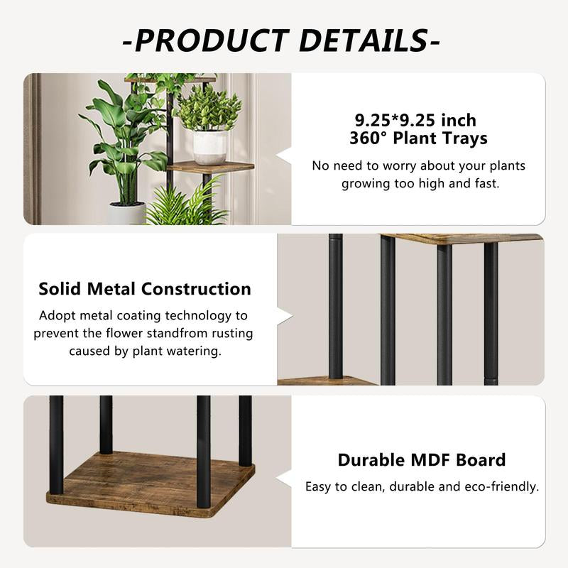 5 Tier Plant Stand Metal Flower Shelf Indoor for Multiple Plants Corner Tall Flower Holders for Patio Garden Living Room Balcony Bedroom