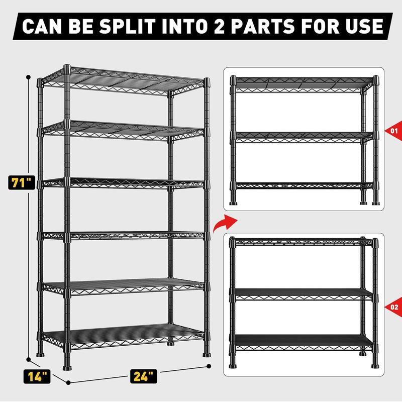 Raybee Furniture Wire Shelving, Metal Shelves for Storage, Adjustable Heavy Duty Storage Rack Pantry Shelf Kitchen Shelving