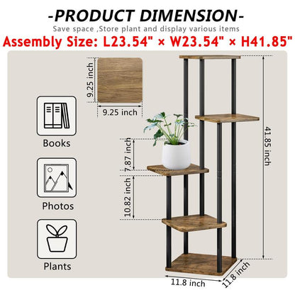5 Tier Plant Stand Metal Flower Shelf Indoor for Multiple Plants Corner Tall Flower Holders for Patio Garden Living Room Balcony Bedroom